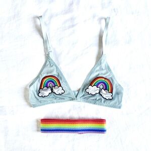 ✨ 2-pc rainbow bralette + garter set S